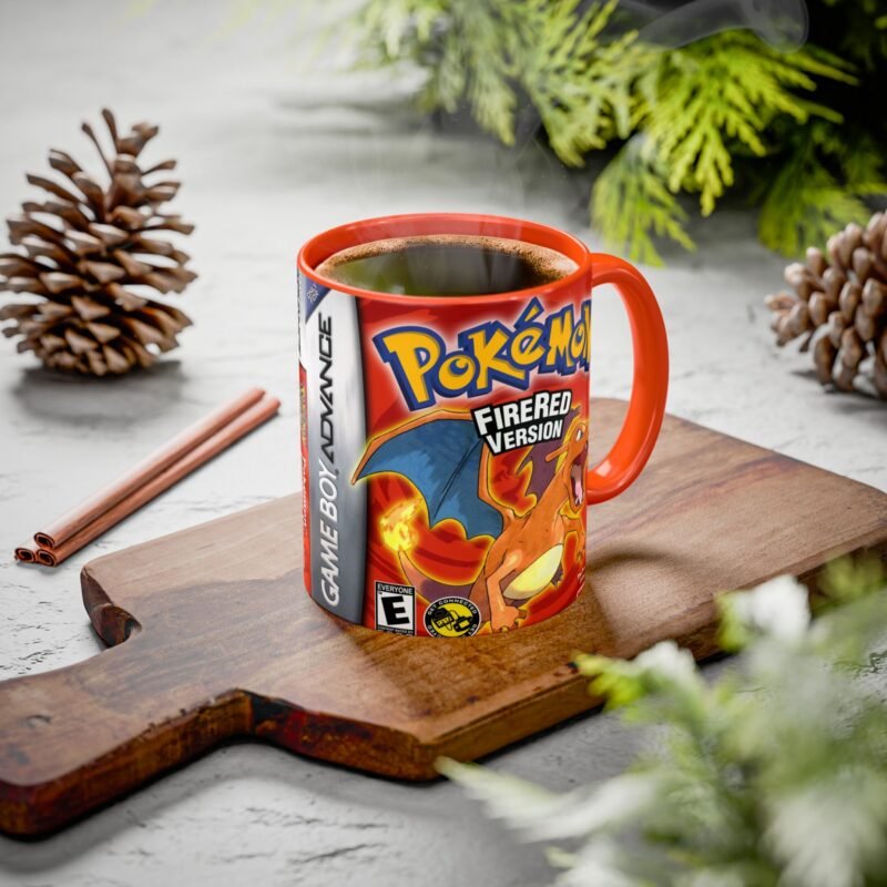 Mug Pokémon Version Rouge Feu avec Dracaufeu design rétro Game Boy Advance en céramique 11oz