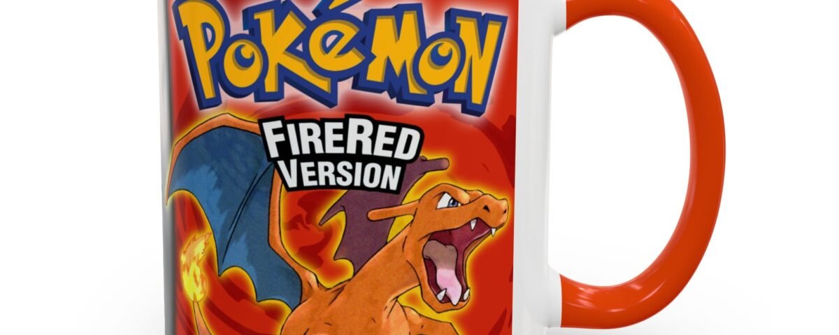 Mug Pokémon Version Rouge Feu avec Dracaufeu design rétro Game Boy Advance en céramique 11oz