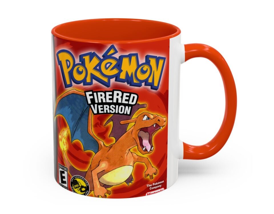 Mug Pokémon Version Rouge Feu avec Dracaufeu design rétro Game Boy Advance en céramique 11oz